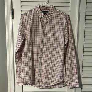 Bonobos Maroon Checkered Men's Long Sleeve Button Up Shirt Size Large